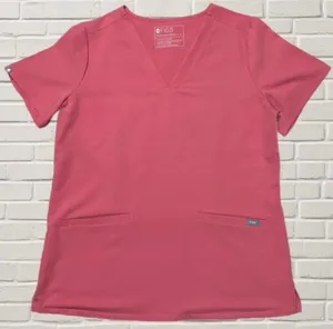 FIGS Casma Scrub Top Pink Salmon Coral V Neck Medical Uniform Women’s M thumbnail 1