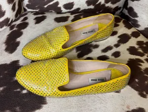 Miu Miu Yellow Crystal-Embellished Women's Loafers thumbnail 1