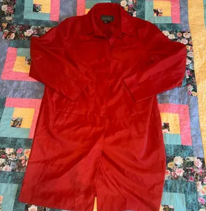 Lauren Ralph Lauren Vintage Red Polyester Trench Coat, Woman’s Size Large thumbnail 1