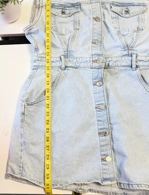 ✨ ZARA Light Wash Denim Vest Mini Dress | Size L | Button Front Sleeveless 👗 thumbnail 15