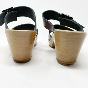 Sven Originals 2 Strap Buckle Wood Swedish Wooden Sandals Clogs Pewter 35 5 thumbnail 10