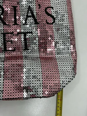 Victoria's Secret Pink and Silver Sequin Tote with Black Handles d25 thumbnail 5