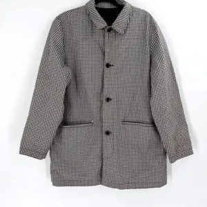 Ralph Lauren Reversible Coat Women Large‎ Black Houndstooth Dark Academia thumbnail 2