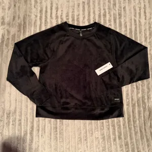 DKNY Sport Womens‎ Black Velour Crewneck Sweatshirt Raglan Sleeve XS New thumbnail 2