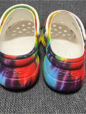 CROCS platform chunky Tie-Dye Rainbow Classic Clog Mules thumbnail 5