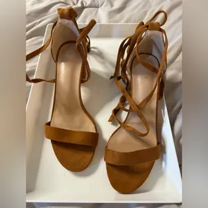 NEW Perphy Faux Suede Lace Up Chunky Mid Heels Sandal 7.5 thumbnail 4