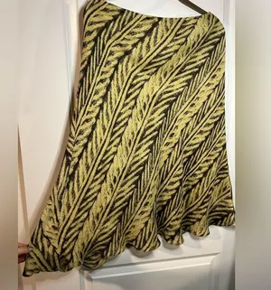 Vintage Lauren Ralph Lauren Khaki Black Batik Tropical Palm Leaf Print Skirt thumbnail 4