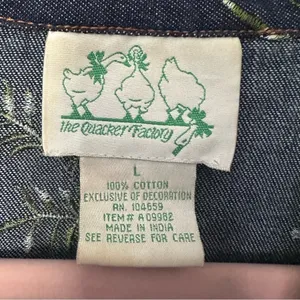 Quacker Factory Jacket Embroidered Floral Blue Denim Jean Trucker Women's Size L thumbnail 10