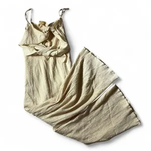 Rainbow Boho Ruffle Jumpsuit Womens S Cream‎ Coastal Wide Leg Textured Knotted thumbnail 1