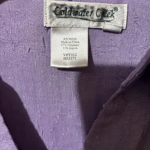 Coldwater Creek Top Womens Medium Purple Crinkle Button Up Collared Blouse thumbnail 6