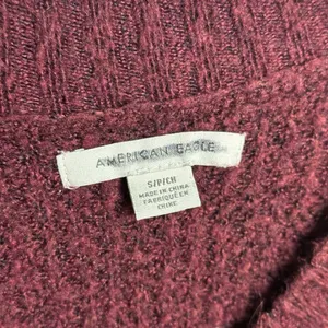 American Eagle Women‎ Burgundy Stripes Knit Pullover Sweater size Small thumbnail 4