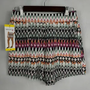 Wildfox Women Pull-On Shorts Sz S Orange Multicolor Relaxed Fit Pockets thumbnail 2