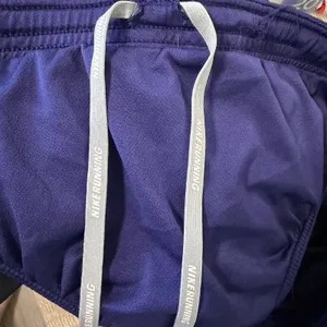 Nike Dri-FIT‎ Running Shorts Womens Medium Purple Black Neon Green Colorblock 3" thumbnail 9