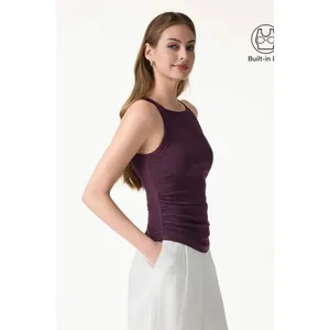 OGL Deep Fig Purple Square Neck Tank Top Size M Built-In Bra New NWT thumbnail 5