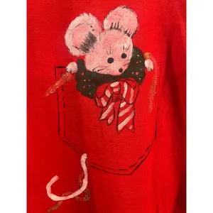 Vintage long sleeve T-shirt screen, stars, best‎ USA, Christmas mouse Medium red thumbnail 3
