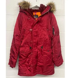 Alpha industries Sz Small Red Faux Fur Hood N-3B Waterproof Winter Parka jacket thumbnail 5