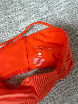 PacSun Bright Orange Ribbed Bikini Set thumbnail 4