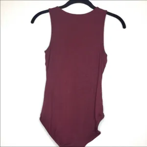 Solemio Maroon Lace Up Snap Bottom Bodysuit Size Small thumbnail 7