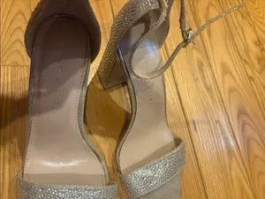 Kelly & Katie Size 6.5 Silver Jeweled Ankle Strap Block Heels thumbnail 5