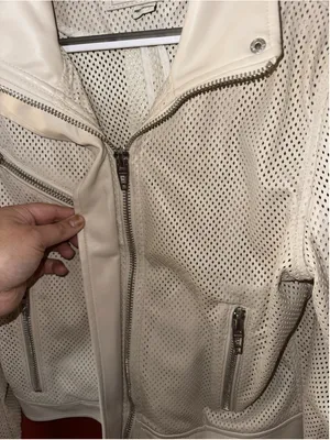 BLANKNYC Perforated Faux Leather Moto Jacket Cream Off White Biker Zip Medium thumbnail 5