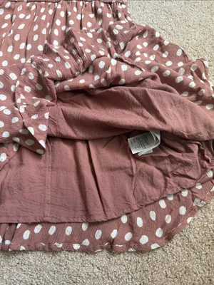 Abercrombie & Fitch Mauve Pink Polka Dot Faux Wrap Mini Dress. Size Medium thumbnail 5