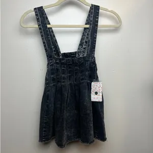 NWT Free People Marina Denim Top in Washed Black Sz. XS thumbnail 4