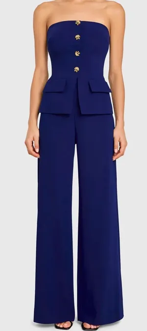 Strapless Wide-Leg Jumpsuit in Navy thumbnail 1