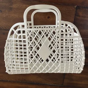 Sun Jellies Rubber White Retro Tote Basket Purse Bag Beach Bag Shower Bag thumbnail 3