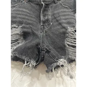 Pac Sun High Rise Icon Short Hyper Distressed Shorts 26 Button Fly Black Vintage thumbnail 5