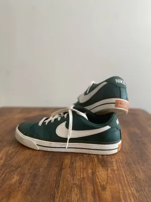 Nike Men's Dark Green and White Low-Top Sneakers thumbnail 2