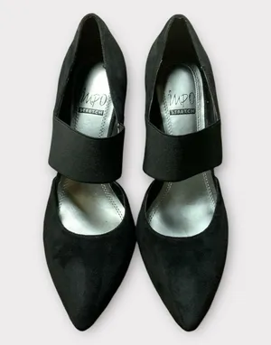 Women’s Impo Stretch Black Suede Kitten Heel Shoes Size 8 Pointed Toe thumbnail 3