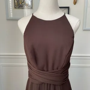 Wtoo Chocolate Brown Formal Gown Bridesmaid Dress Open Back Halter 6 thumbnail 3