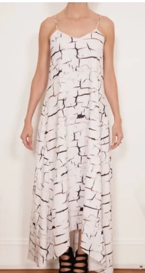 SACHIN & BABI Women's White Maxi Dress White Black‎ Marble Coloring Size 6 thumbnail 1