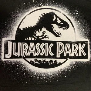 Jurassic Park Dinosaur Black White Graphic T-shirt thumbnail 2