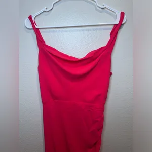Amanda Uprichard Pink Cowl Neck Ruched‎ Asymmetrical Hem Dress Size S thumbnail 4