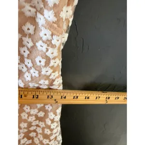 Floral Lace Cami Mini Dress White Tan‎ Ruffle Hem Tie Front Cottage Small thumbnail 6
