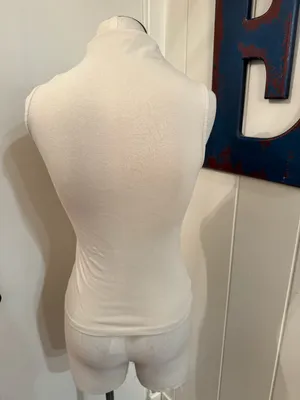 Zara Sleeveless Mock Neck Tank - Cream Sz M thumbnail 2