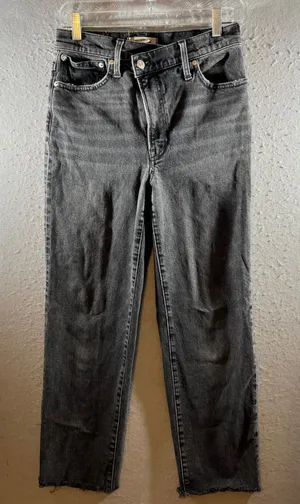 1301 | Madewell‎ The Perfect Vintage Straight Raw Hem Jeans Black Womens 26 thumbnail 1