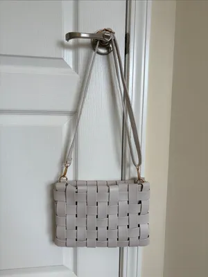 Anthropologie Lindy Woven Clutch Cream crossbody thumbnail 4