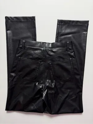 NWT Abercrombie & Fitch 90s Straight Vegan Leather Pants, Black, Size 27/4L thumbnail 3