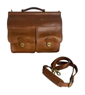 Coach kensington satchel briefcase Leather Messenger Brown bag front pockets thumbnail 1