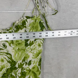 Reformation Green Floral‎ Tie Strap Smocked Back Viscose Cami Top Size 8 thumbnail 4