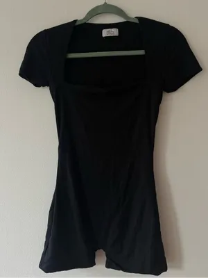 Ohpolly Black Square Neck Short Sleeve romper thumbnail 2