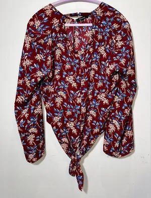 EUC MADEWELL‎ Floral Front-Tie Waist Blouse - large thumbnail 1