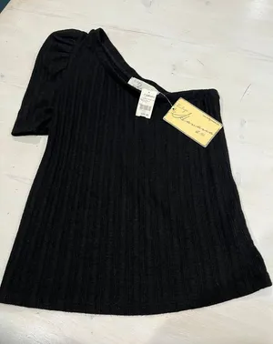 New w tags! vintage havana black one shoulder top‎ thumbnail 1