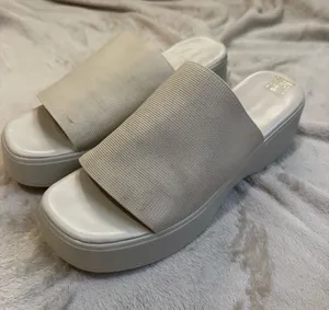 a new day Cream Platform Slide Mules with Wide Elastic Upper thumbnail 1