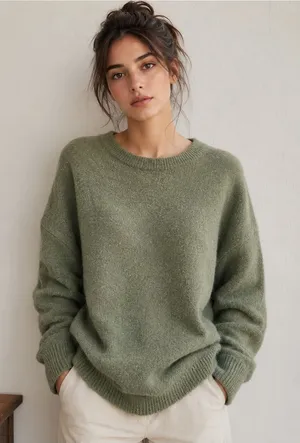 Z Supply Green Wool Sweater Large Classic Cozy thumbnail 1