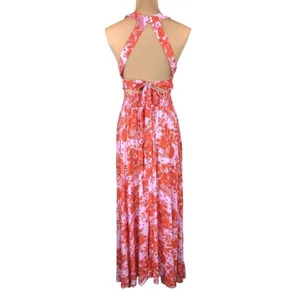 Anthropologie NWT Abel The Label ATL Rumi Candy Florals‎ Maxi Dress Halter Pink Orange S thumbnail 5