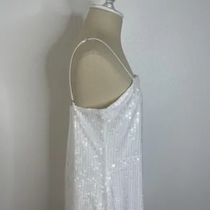 12th Tribe M Womens White Sequin Mini Dress Adjustable Straps Slip Lined Sexy EU thumbnail 6