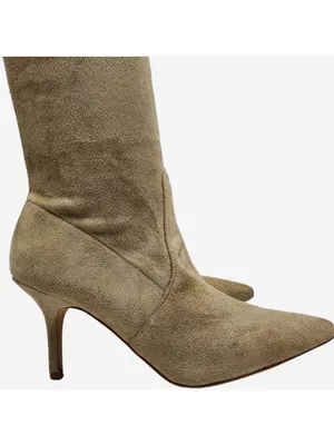 Suede Pointed Toe Over The Knees Thigh High Stretchy Heeled Boot thumbnail 13